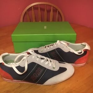 Hugo Boss “Green label” runners sized 13 US. Blue, red and grey color-way.